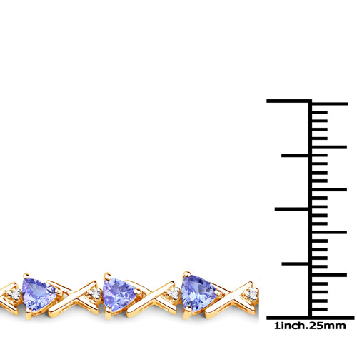 4.47 Carat Genuine Tanzanite and White Diamond 14K White Gold Bracelet