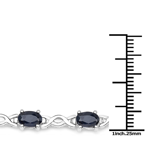 6.60 Carat Genuine Black Sapphire .925 Sterling Silver Bracelet