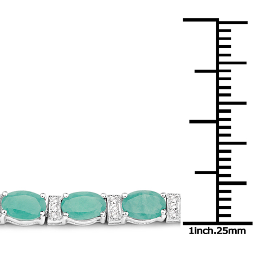 10.01 Carat Genuine Emerald and White Topaz .925 Sterling Silver Bracelet