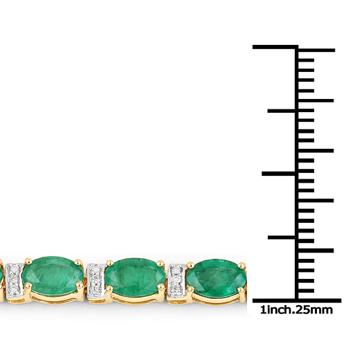 9.94 Carat Genuine Zambian Emerald and White Diamond 14K Yellow Gold Bracelet