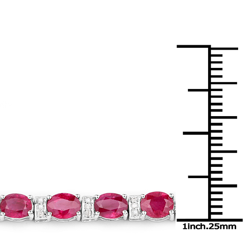 11.55 Carat Genuine Ruby and White Diamond 14K White Gold Bracelet