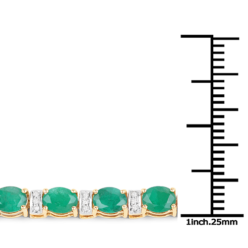 8.55 Carat Genuine Zambian Emerald and White Diamond 14K Yellow Gold Bracelet
