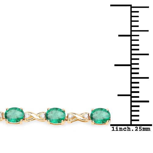5.57 Carat Genuine Zambian Emerald and White Diamond 14K Yellow Gold Bracelet