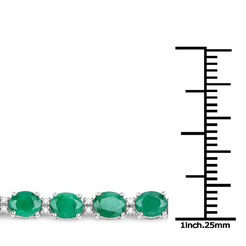 9.19 Carat Genuine Zambian Emerald and White Diamond 14K White Gold Bracelet