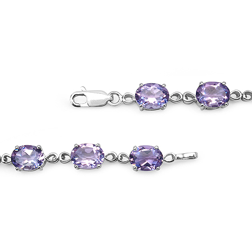 13.80 Carat Genuine Amethyst .925 Sterling Silver Bracelet