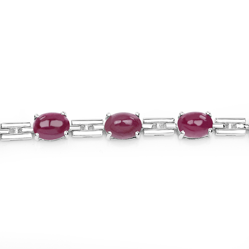 13.80 Carat Genuine Ruby .925 Sterling Silver Bracelet