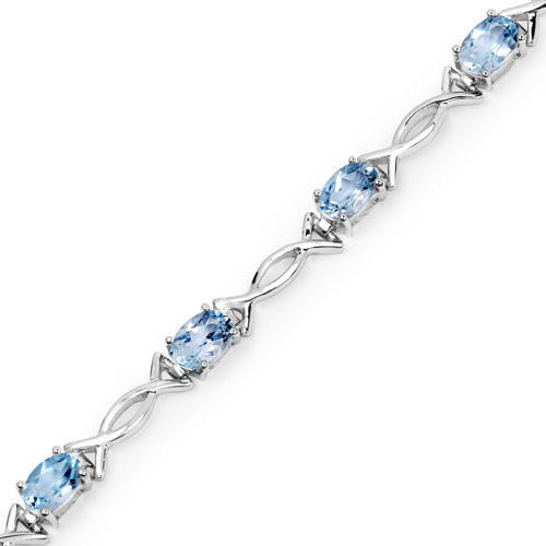 5.10 Carat Genuine Blue Topaz .925 Sterling Silver Bracelet