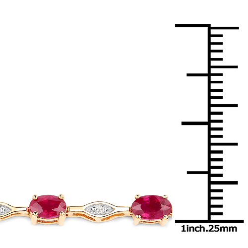 3.89 Carat Genuine Ruby and White Diamond 18K Yellow Gold Bracelet