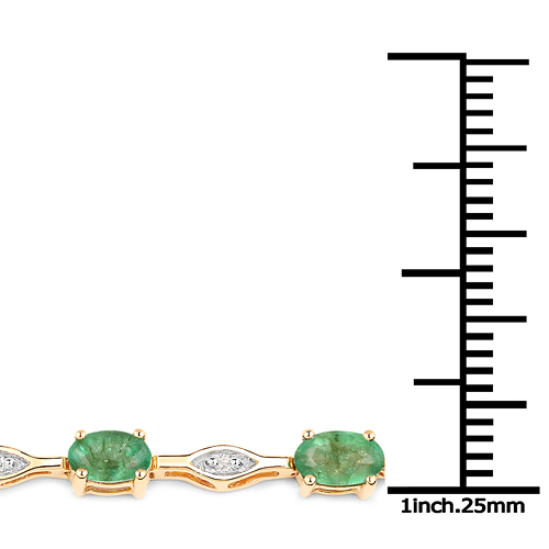 2.77 Carat Genuine Zambian Emerald and White Diamond 18K Yellow Gold Bracelet