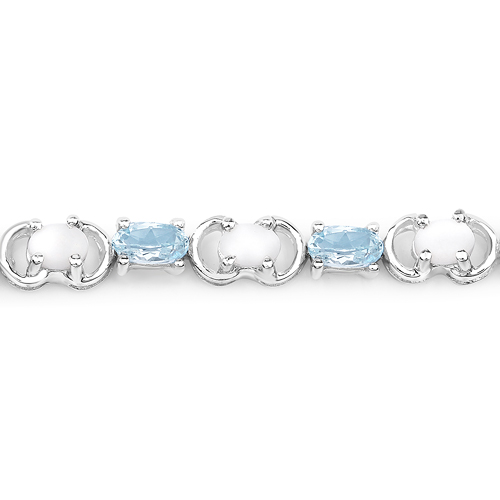 4.81 Carat Genuine Opal and Blue Topaz .925 Sterling Silver Bracelet