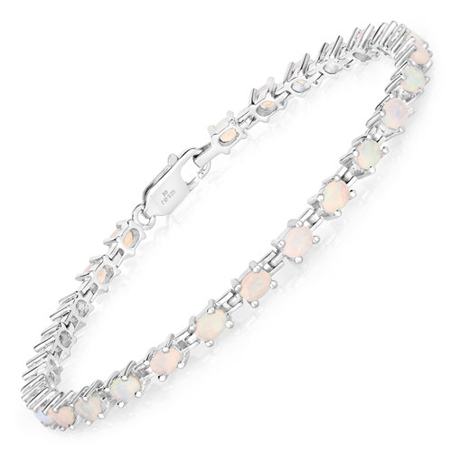 Bracelets-2.60 Carat Genuine Ethiopian Opal .925 Sterling Silver Bracelet