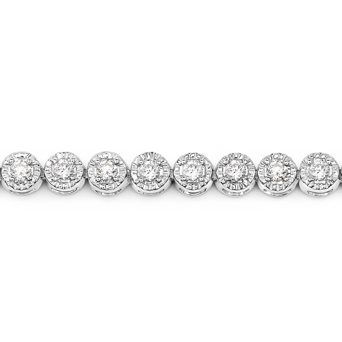 1.26 Carat Genuine White Diamond 18K White Gold Bracelet