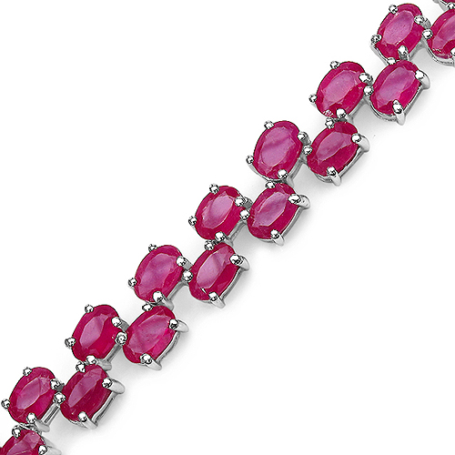 25.30 Carat Genuine Glass Filled Ruby .925 Sterling Silver Bracelet