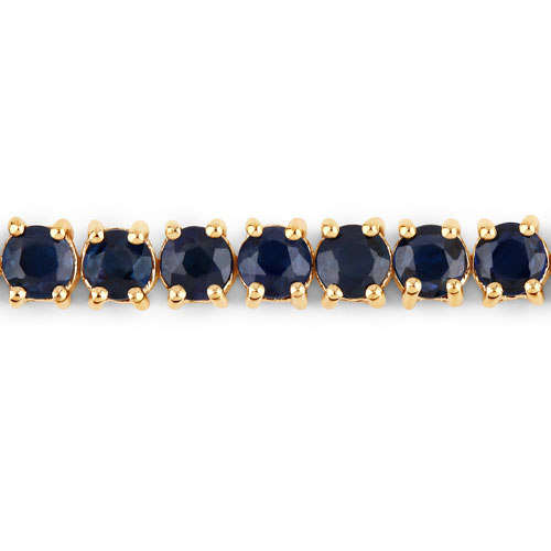 6.38 Carat Genuine Blue Sapphire 14K Yellow Gold Bracelet