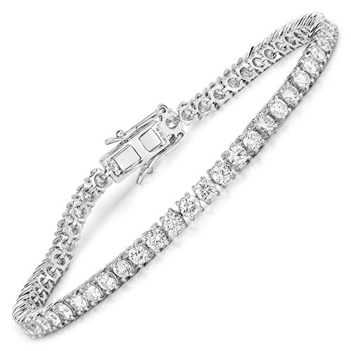 Bracelets-5.05 Carat Genuine Lab Grown Diamond 14K White Gold Bracelet