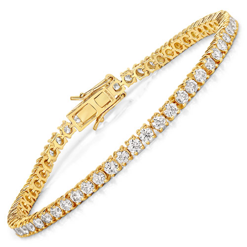 Bracelets-5.05 Carat Genuine Lab Grown Diamond 14K Yellow Gold Bracelet