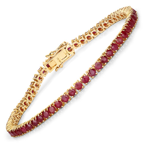 Bracelets-6.38 Carat Genuine Ruby 14K Yellow Gold Bracelet