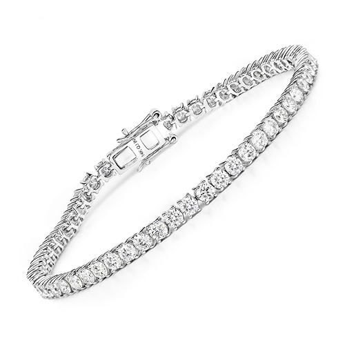 Bracelets-5.97 Carat Genuine White Diamond 14K White Gold Bracelet