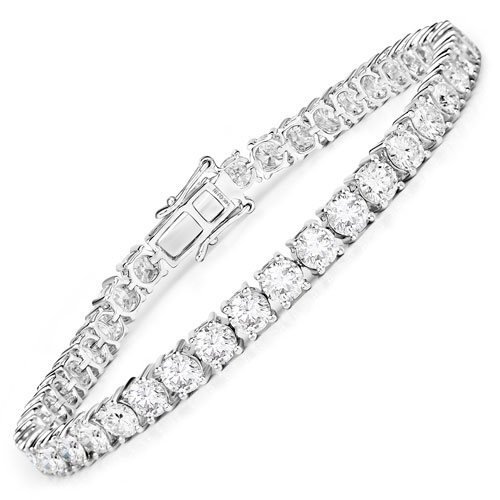 Bracelets-10.00 Carat Lab Grown Diamond 14K White Gold Bracelet