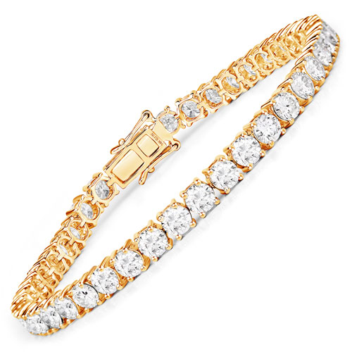 Bracelets-10.00 Carat Lab Grown Diamond 14K Yellow Gold Bracelet