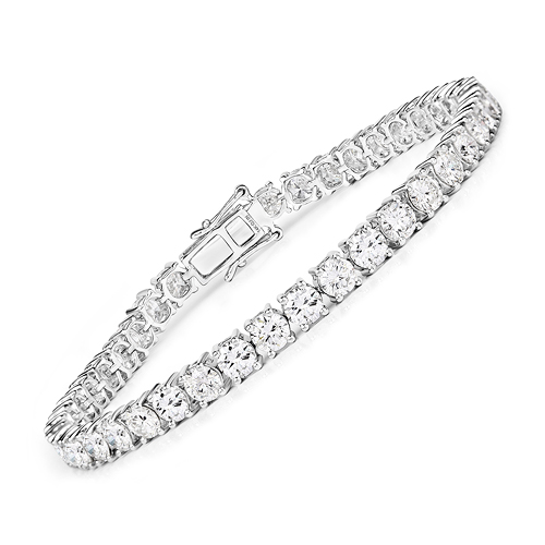 Bracelets-10.37 Carat Genuine White Diamond 14K White Gold Bracelet