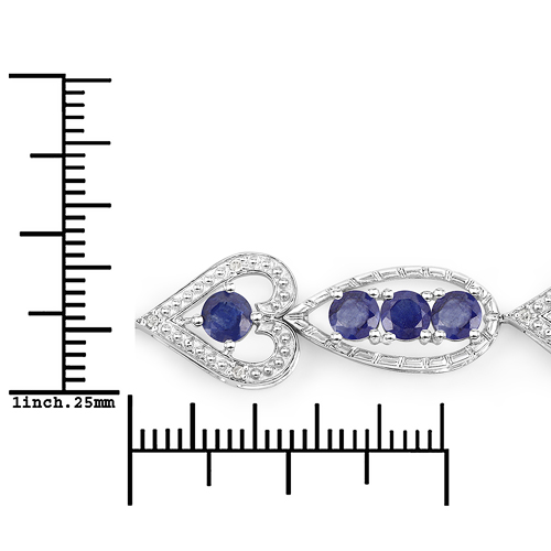 8.50 Carat Glass Filled Sapphire and White Diamond .925 Sterling Silver Bracelet