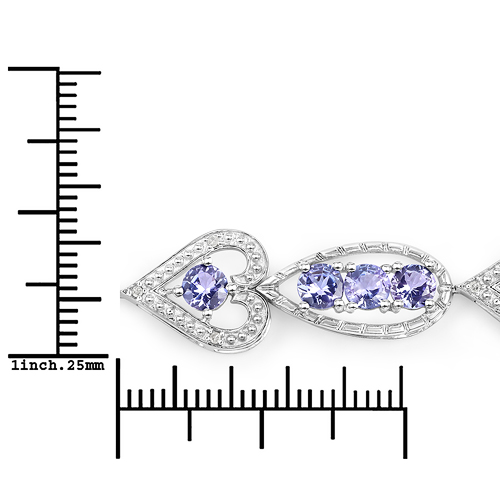 5.62 Carat Genuine Tanzanite and White Diamond .925 Sterling Silver Bracelet