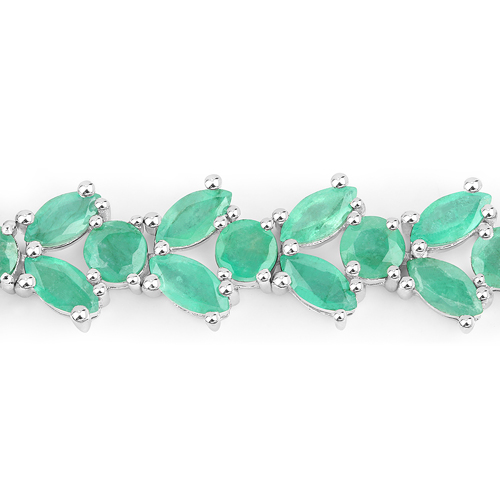 13.23 Carat Genuine Emerald .925 Sterling Silver Bracelet