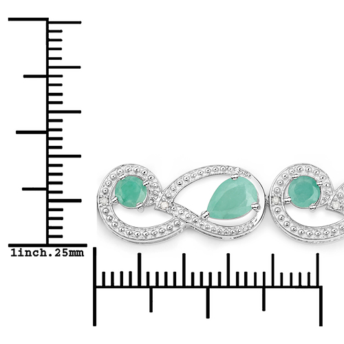 6.88 Carat Genuine Emerald and White Diamond .925 Sterling Silver Bracelet