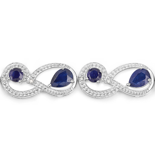 9.68 Carat Glass Filled Sapphire and White Diamond .925 Sterling Silver Bracelet