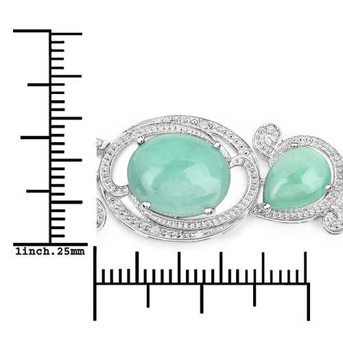 37.21 Carat Genuine Emerald and White Diamond .925 Sterling Silver Bracelet
