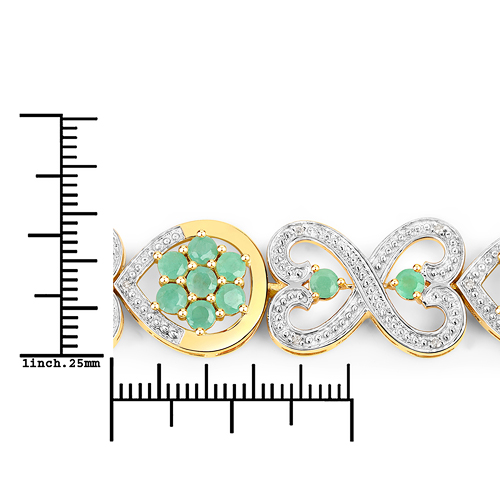 4.63 Carat Genuine Emerald and White Diamond .925 Sterling Silver Bracelet