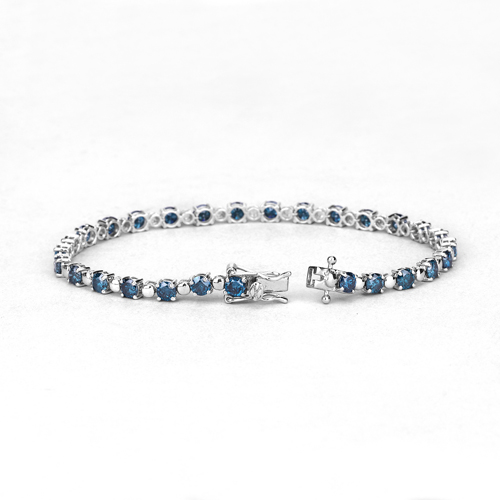 5.19 Carat Genuine Blue Diamond 14K White Gold Bracelet