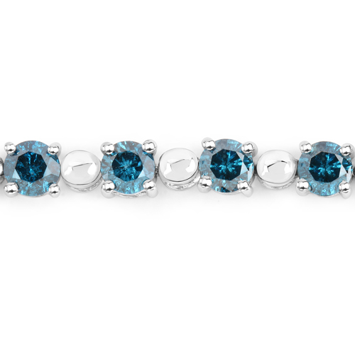 5.19 Carat Genuine Blue Diamond 14K White Gold Bracelet