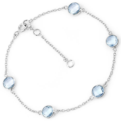 Bracelets-5.00 Carat Genuine Blue Topaz .925 Sterling Silver Bracelet