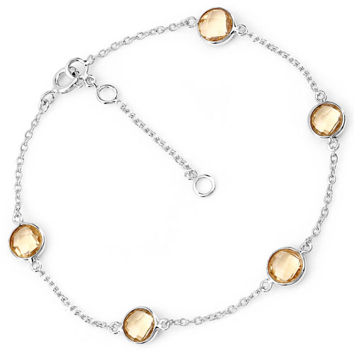 Bracelets-3.50 Carat Genuine Citrine .925 Sterling Silver Bracelet