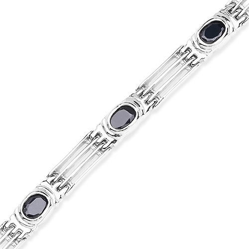4.95 Carat Genuine Black Sapphire .925 Sterling Silver Bracelet