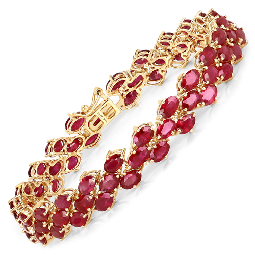 Bracelets-18.63 Carat Genuine Ruby 14K Yellow Gold Bracelet