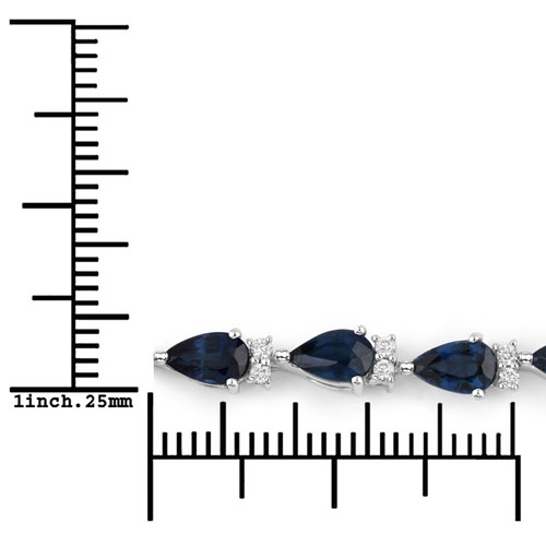 5.40 Carat Genuine Blue Sapphire and White Diamond 14K White Gold Bracelet