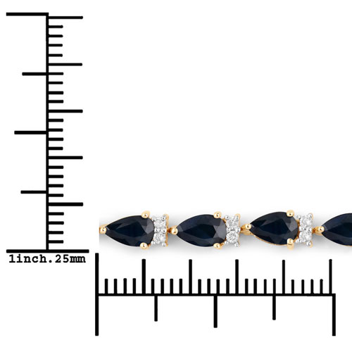 5.40 Carat Genuine Blue Sapphire and White Diamond 14K Yellow Gold Bracelet