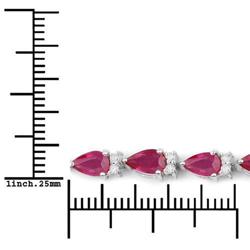 6.65 Carat Genuine Ruby and White Diamond 14K White Gold Bracelet