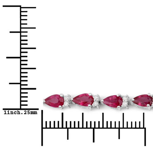6.65 Carat Genuine Ruby and White Diamond 14K White Gold Bracelet