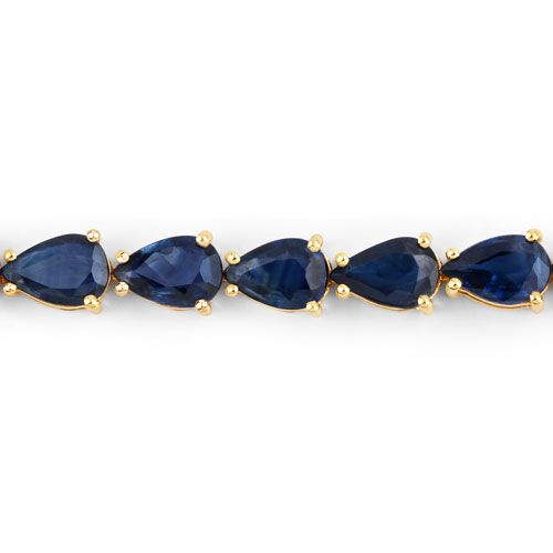 12.18 Carat Genuine Blue Sapphire 14K Yellow Gold Bracelet