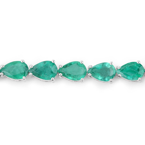 10.15 Carat Genuine Zambian Emerald 14K White Gold Bracelet