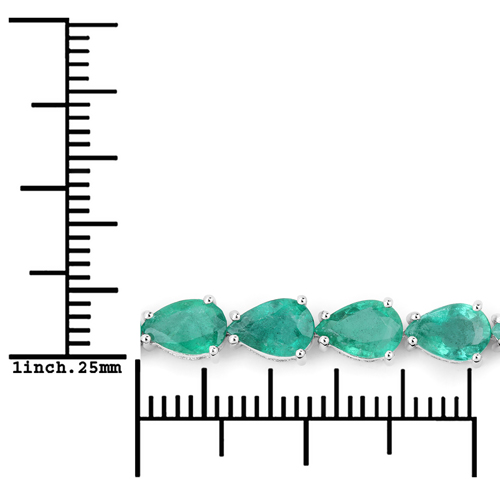 10.15 Carat Genuine Zambian Emerald 14K White Gold Bracelet