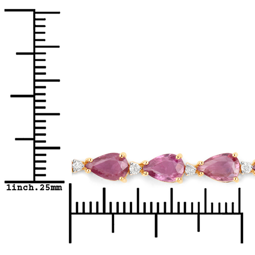 9.52 Carat Genuine Ruby and White Diamond 14K Yellow Gold Bracelet