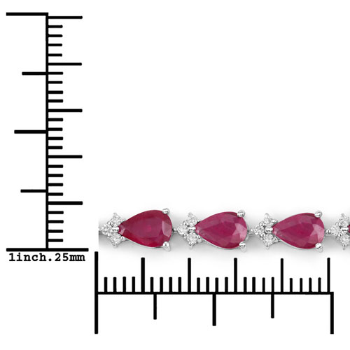 9.33 Carat Genuine Ruby and White Diamond 14K White Gold Bracelet