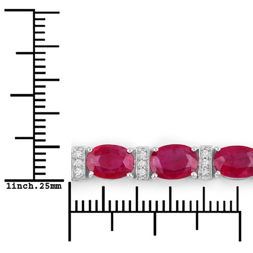 16.52 Carat Genuine Ruby and White Diamond 14K White Gold Bracelet
