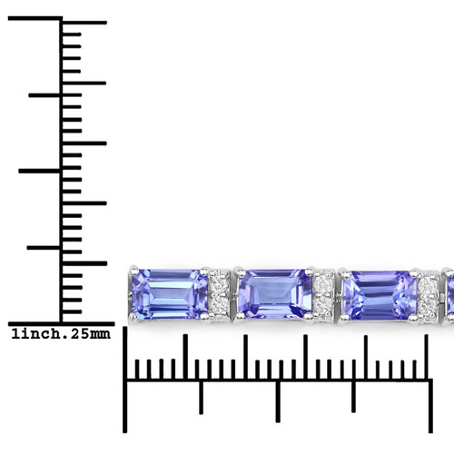 12.35 Carat Genuine Tanzanite and White Diamond 14K White Gold Bracelet