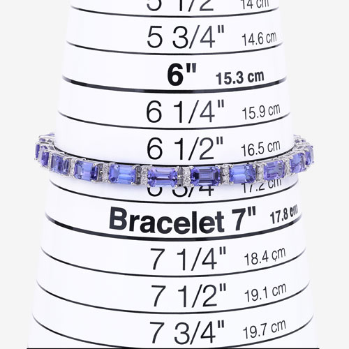 12.35 Carat Genuine Tanzanite and White Diamond 14K White Gold Bracelet